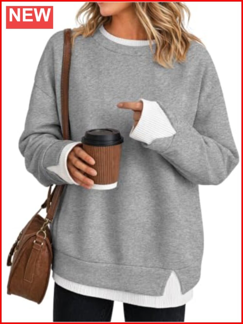 Fisoew Womens Crewneck Sweatshirt Oversized Pullover Long Sleeve